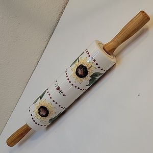 Sunflower Ceramic Rolling Pin with Wooden Handles